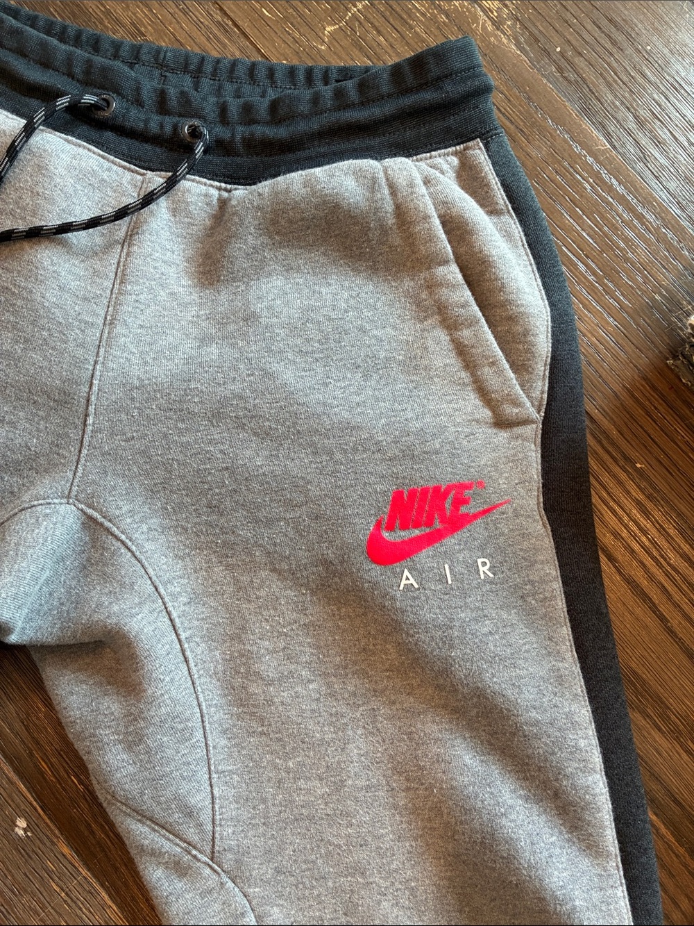 Nike Gray & Black Sweatpants with Red Nike Air Logo - Picture 4 of 7